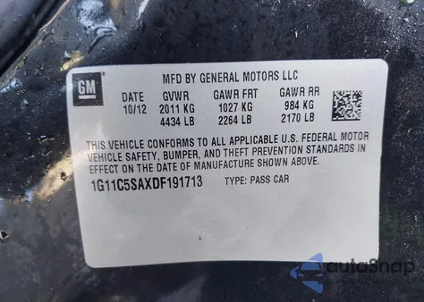 2013 Chevrolet Malibu 1Lt из США, поврежденный, VIN 1G11C5SAXDF191713